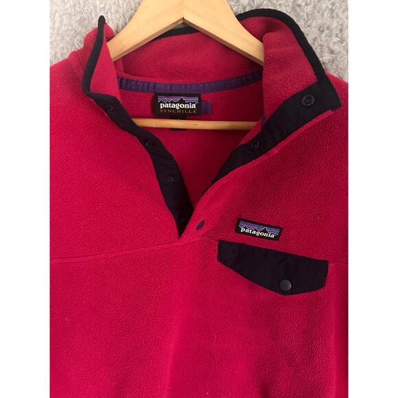 Patagonia Synchilla Snap-T Fleece Pullover Men’s Large Rare Pink w/ Purple Trim - Picture 3 of 11